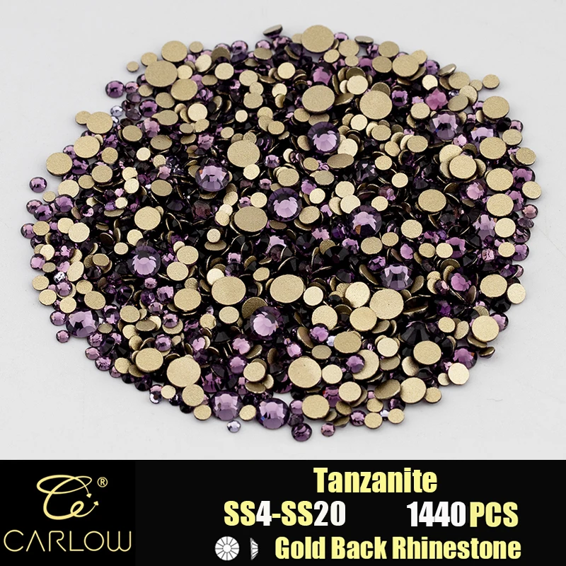 Shiny Gold Back Glass Crystal Rhinestones for DIY Crafts and Nail Art - 1440 Pieces