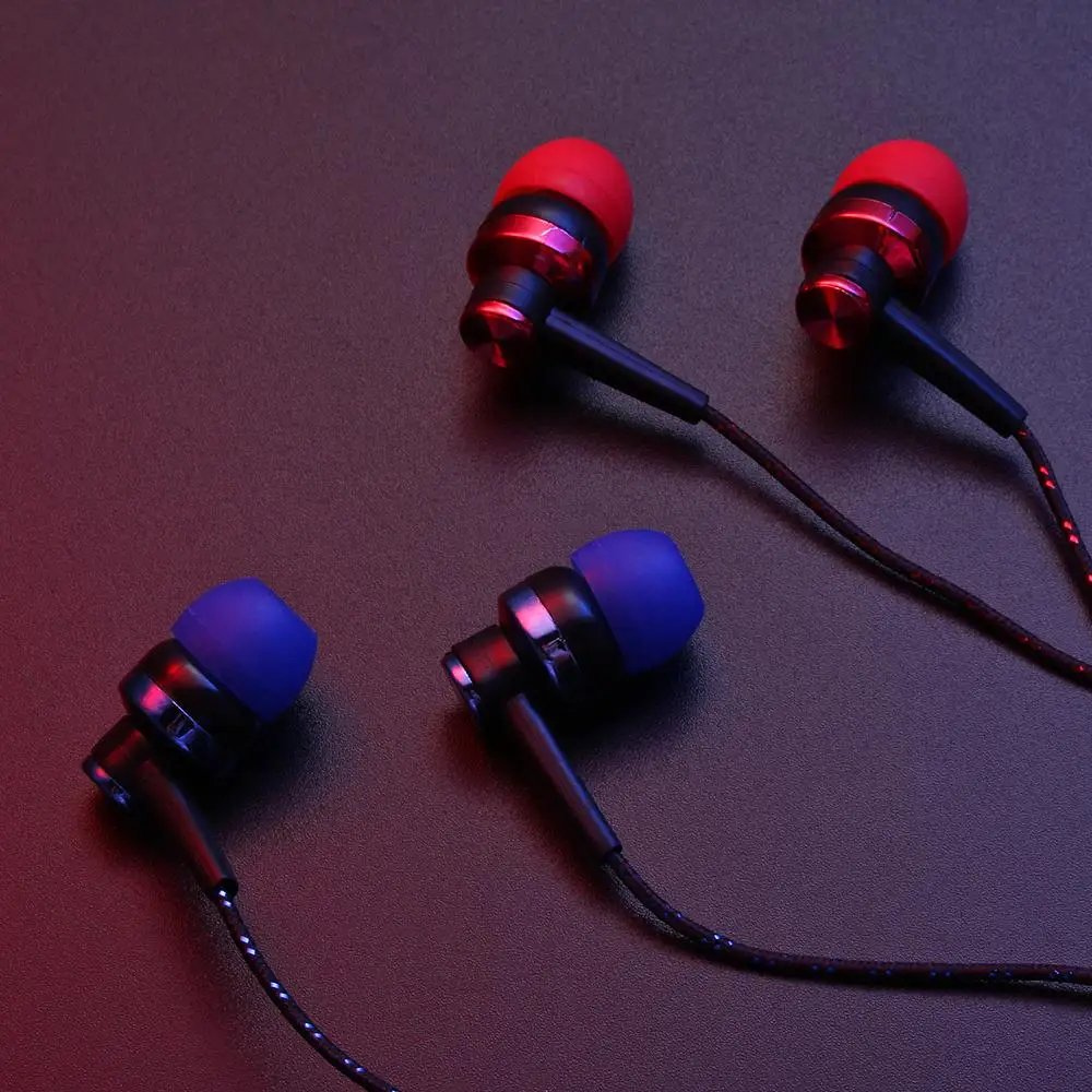 1PC Portable 3.5mm Wired In-ear Stereo Earphone High Quality Universal Nylon Weave Earphone Cable Headset For Smartphone Laptop
