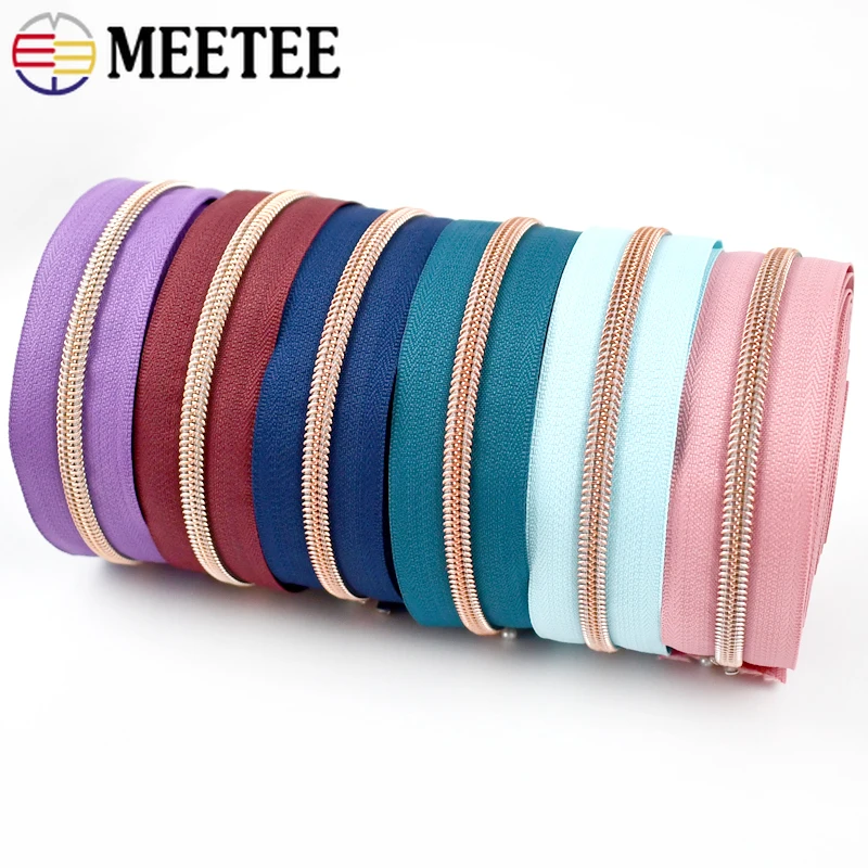 Meetee 5 재봉 지퍼 테이프, 가방 나일론 지퍼 신발 의류 플라스틱 지퍼 수리 키트, DIY 의류 액세서리, 1 m, 3 m, 5m