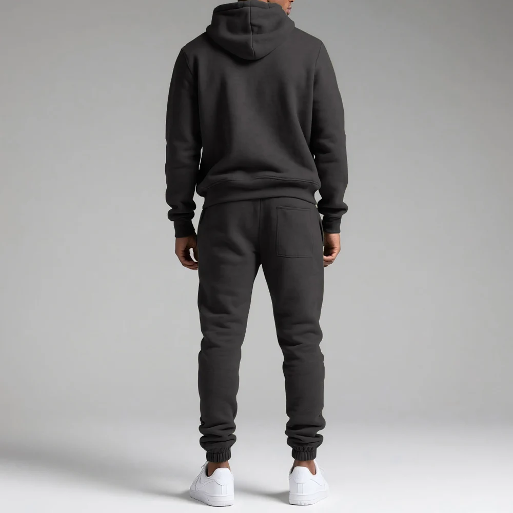 Men's Fleece Sweatshirt Sets Hooded Coats Velvet Sporty Sweatpants