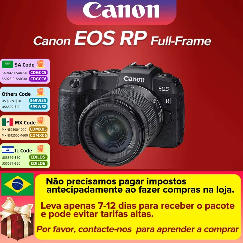 Canon EOS RP Full-Frame Mirrorless Digital Professional Camera 4K Video Body Or With RF 24-105 MM F4 STM USM Lens digital camera