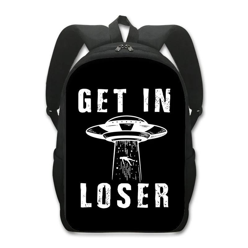 Alien L Want To Believe Print Backpack Women Men Shoulder Bags for Travel Ufo Children School Bags Student Daypack Kids Book Bag