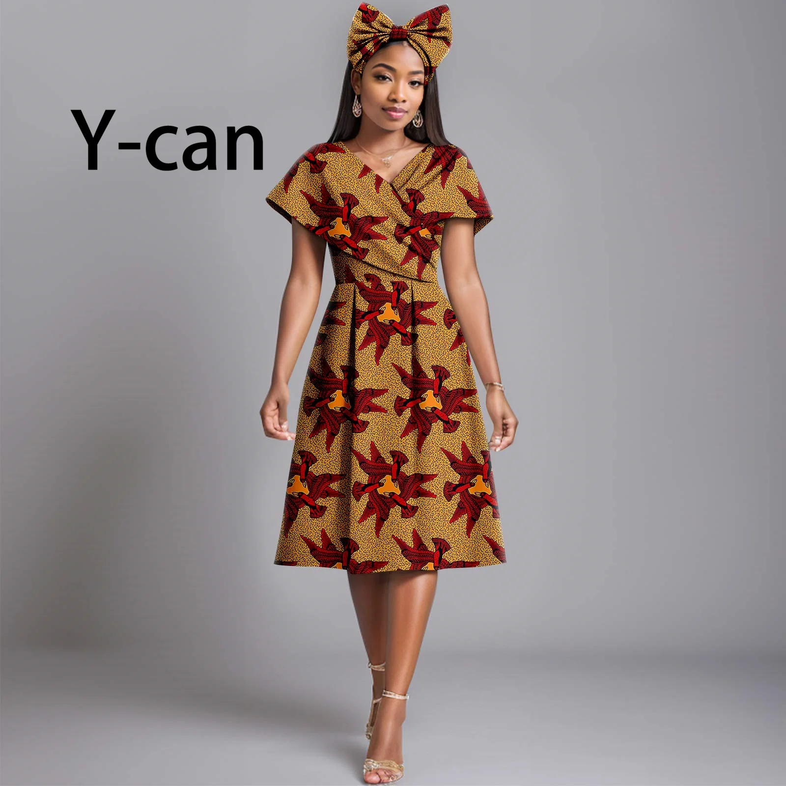 African Women Dresses Dashiki Floral Printed Dress Match Turban Bow  Headband Party Evening Wedding Vestidos Outfits Y2325108 - AliExpress  200000532