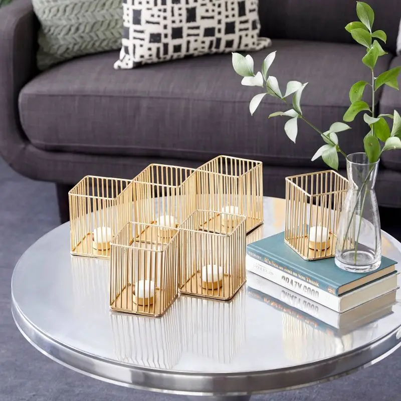 

Set of 3 Modern Metallic Gold Finish Metal Votive Candle Holders