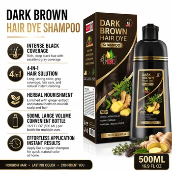 Shampoo Colorante Nero, Idratante e Salutare per la Cura dei Capelli, Crea un Colore Naturale, Shampoo Colorante per Donne e Uomini