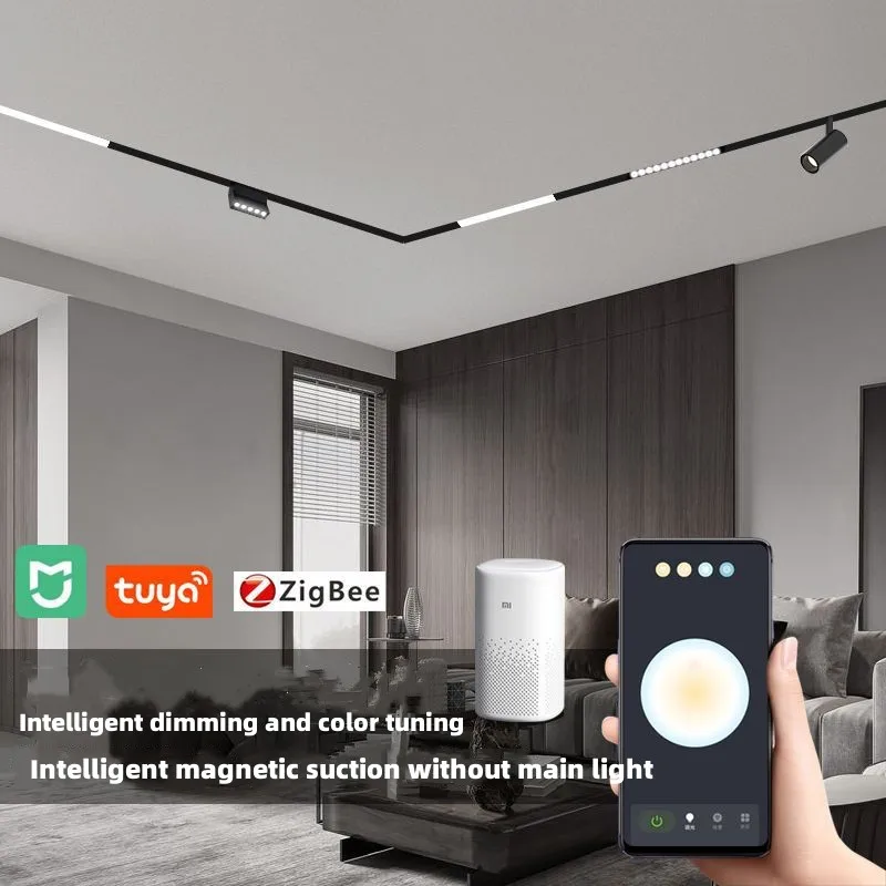 Smart LED Magnetic Track Light Dimmable 48V Pendant Spot Lamp Magnet Flexible Fixture Rail Modern Changeable Design System Type