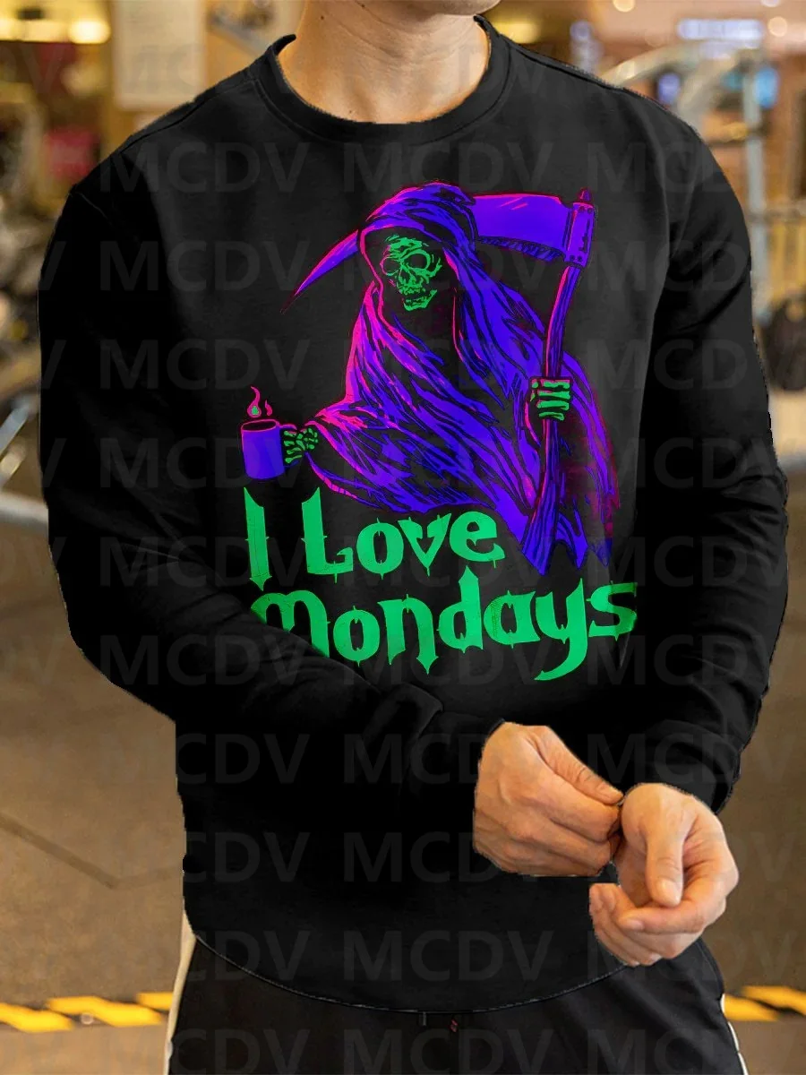 

Men's Skull Ghost Halloween Trend Casual Print Long Sleeve T-Shirt Halloween Shirts