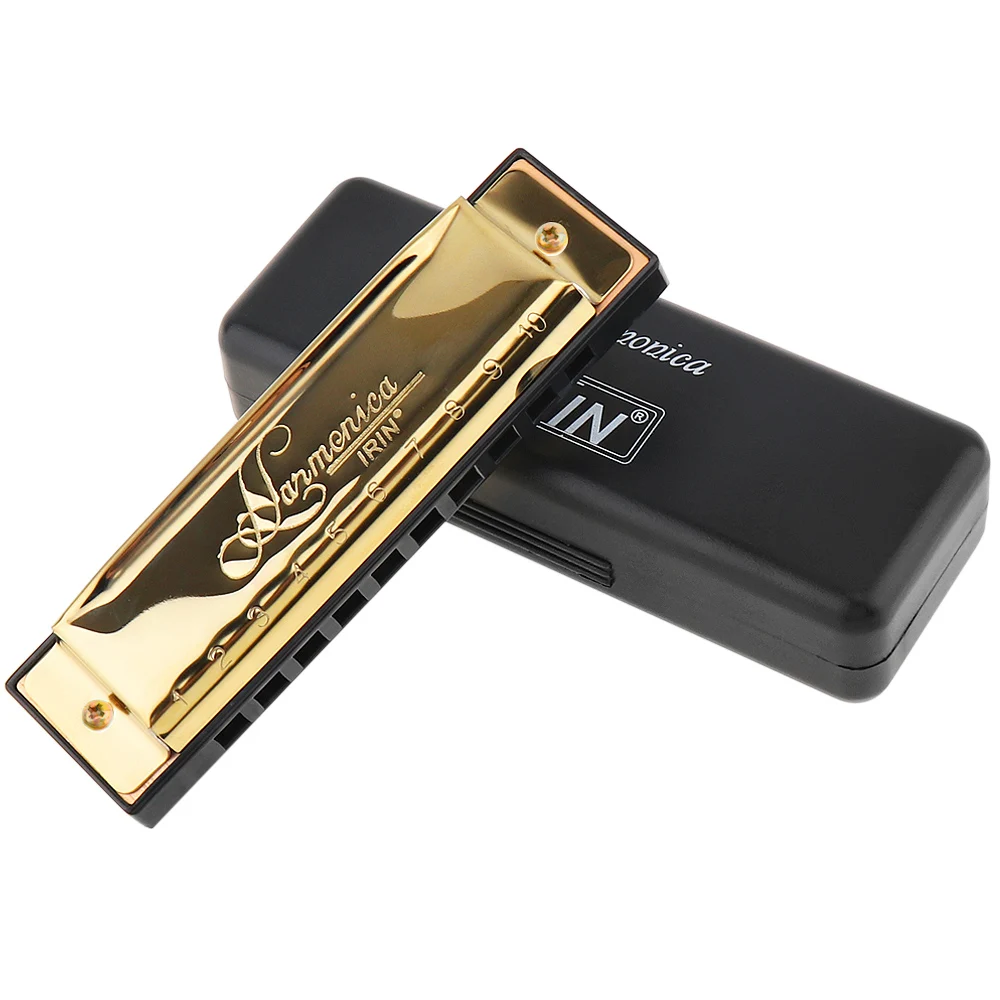 Description Picture 2 of itemSilver / Gold KeyC 10 Hole 20 Tone Blues Harmonica for Professional Player Beginner with Case, Stainless Steel Mouth Organ