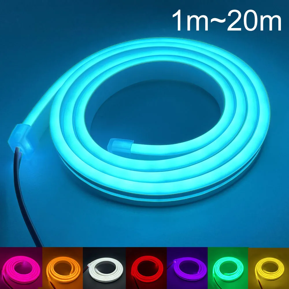 1 20m 유연한 네온 LED 스트립 12V 솔더리스 헤드 SMD2835 120LED/m 테이프 빛 방수 6mm DIY 홈 장식 ...