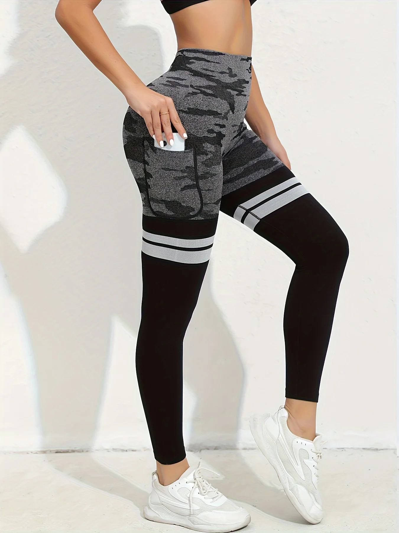 ليغنغز مخطط عالي الخصر لرفع المؤخرة للنساء ، سراوي...