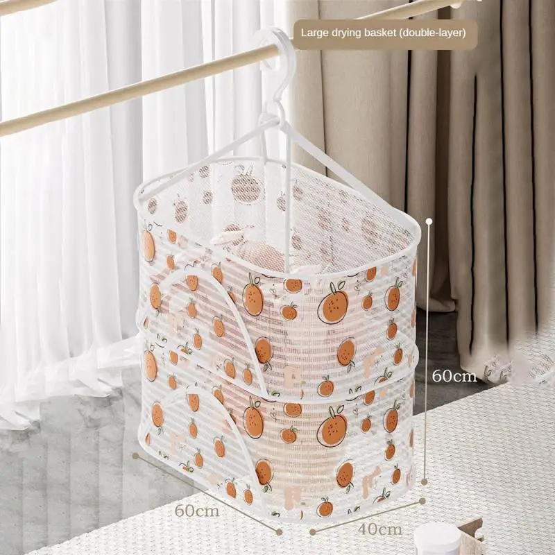 Drying Basket Clean Zipper Opening Design Layering Up And Down Strong Lanyard Good Air Permeability Household Clothes Basket 3