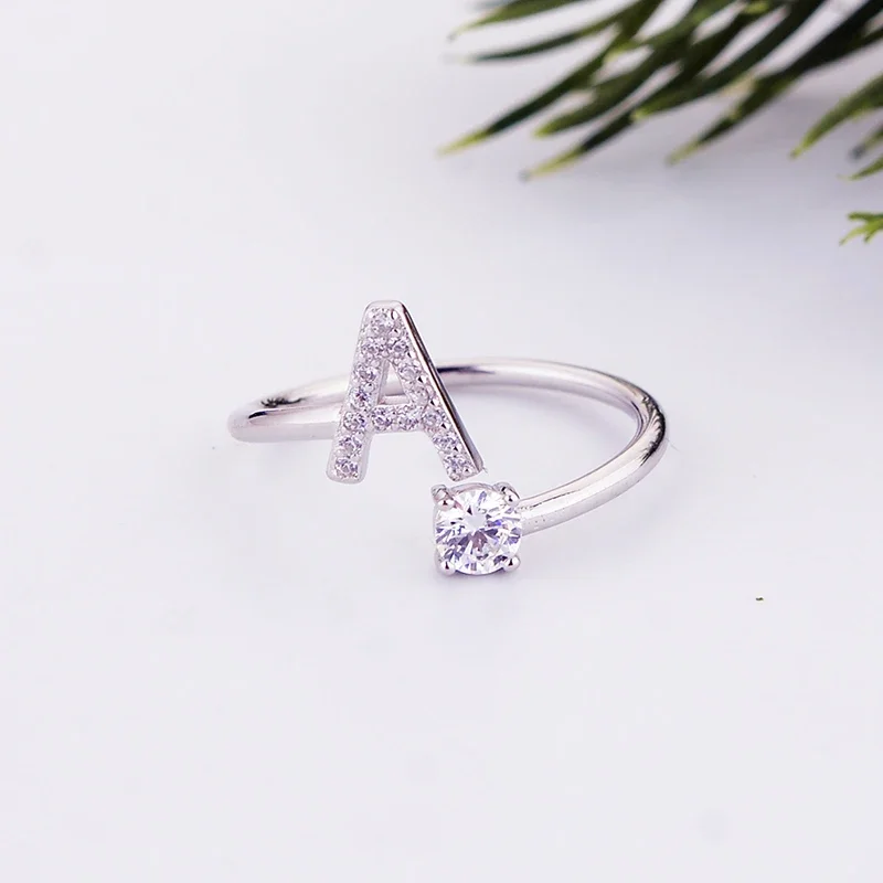 925 Sterling Silver Adjustable Letter A-Z Alphabet Adjust Open Rings For Women Bridal Wedding Wholesale Indie Anillos 2024 New 4