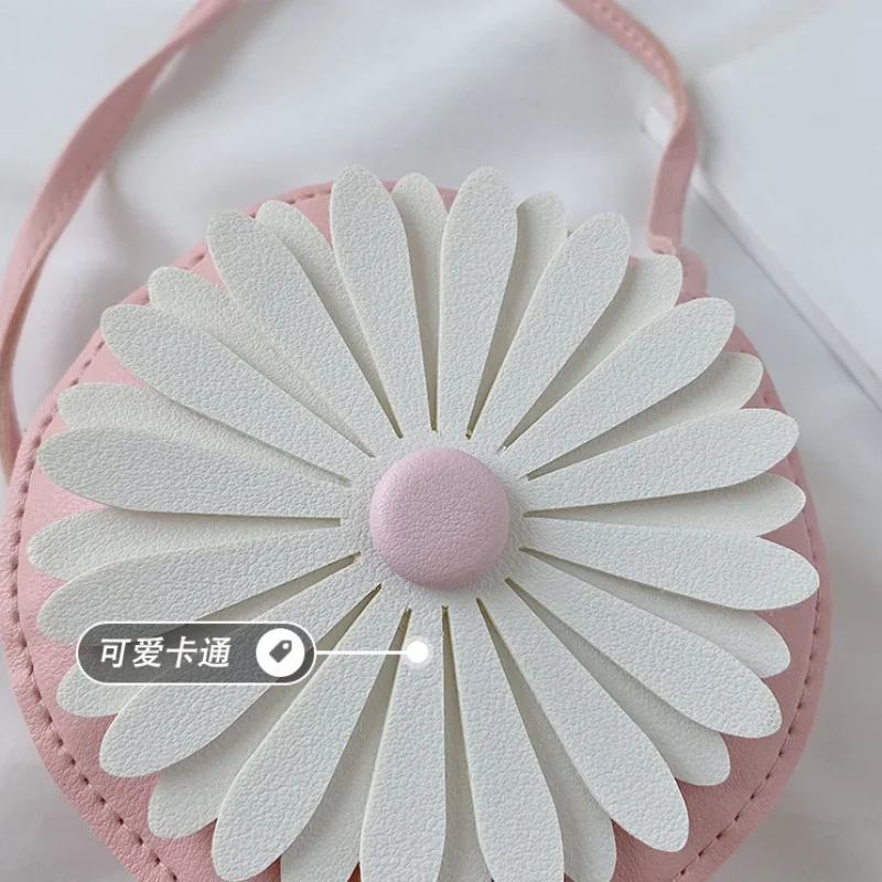 1 Piece Cute Kids Girl Shoulder Bag Cartoon Floral Round Messenger Bag for Toddler Lovely Mini Travel Cash Hair Clip Storage Bag 5