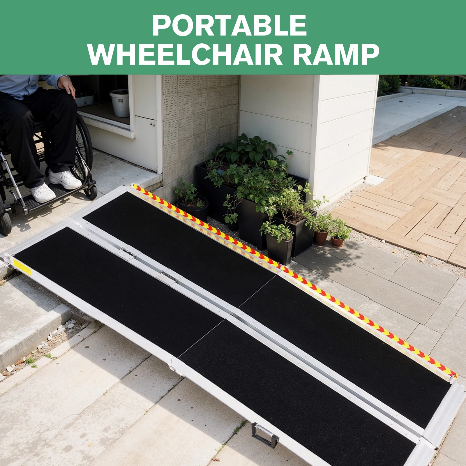 Door Threshold Wheelchair Ramp Non-Slip Aluminum Folding Wheel Chair Ramp Handicap Ramp for Home Steps Stairs Threshold Doorways