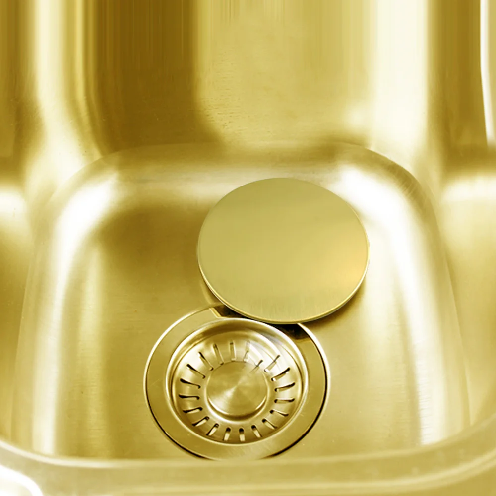 Talea Brushed Gold-Plated Lid For Kitchen Sink Strainer 11.4CM Decor Flat Cover qs135c081