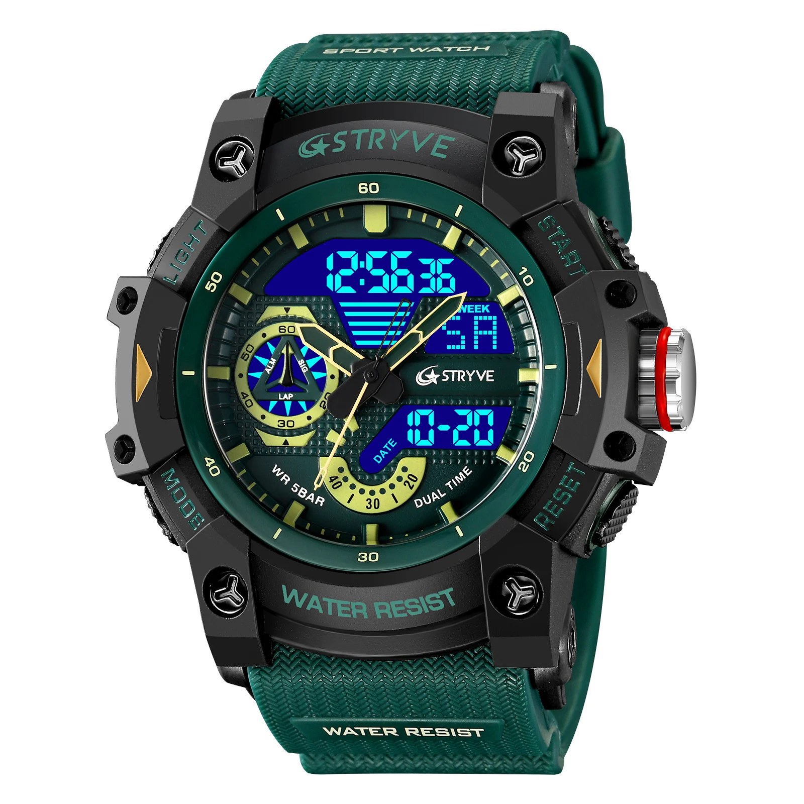 Sport Watches Waterproof STRYVE Brand Dropshipping Watch Stopwatch Alarm Clock 8029 Young Fashion Quartz Wristwatches 2