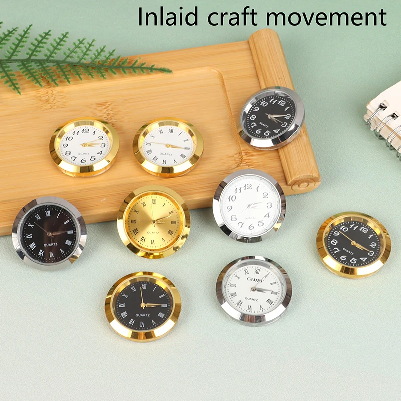 Quartz Glass Mirror Clock Watch Head Movement Round Clocks Head Mosaic Roman Number Little Clock DIY Process Table 35mm 24mm watch dial accessories
