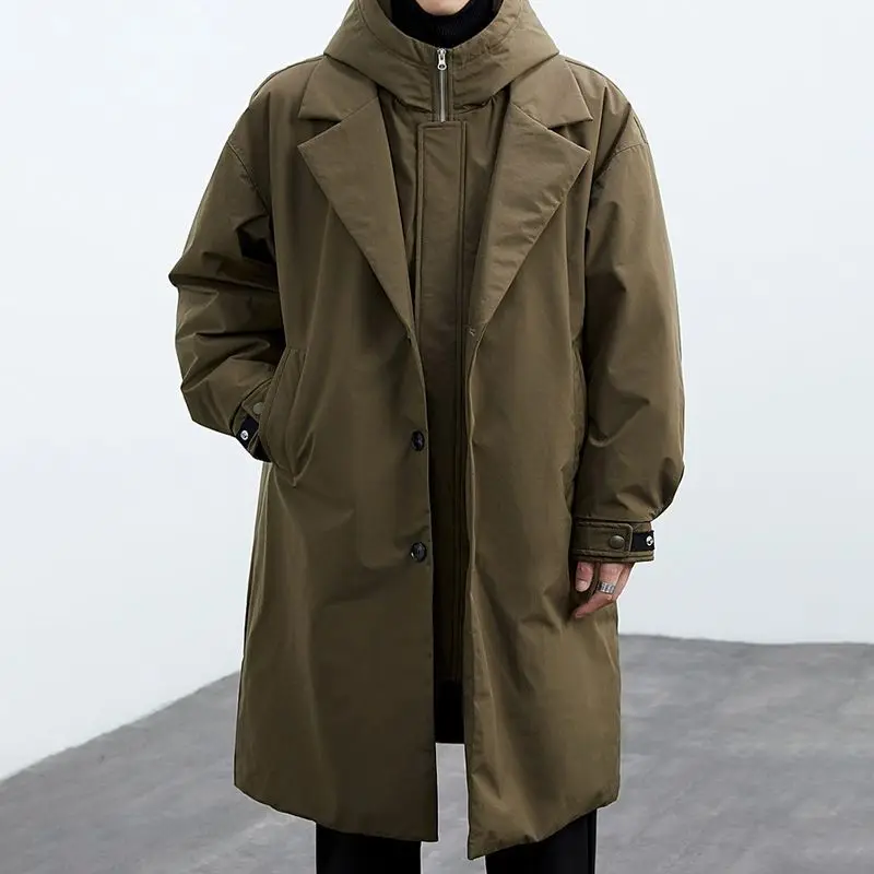 Spring and Autumn New Fashion Solid Color Windproof Long Trench Coat Men's Casual Loose Large Size High Quality Coat M-5XL