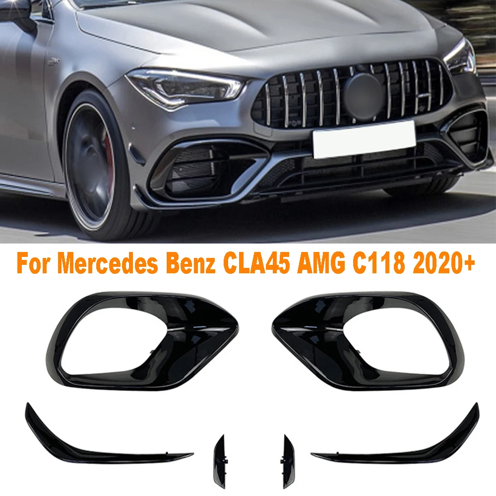 

For Mercedes Benz CLA45 AMG C118 2020+ Gloss Black Front Bumper Lip Spoiler Splitters Car Air Outlet Protection Accessories