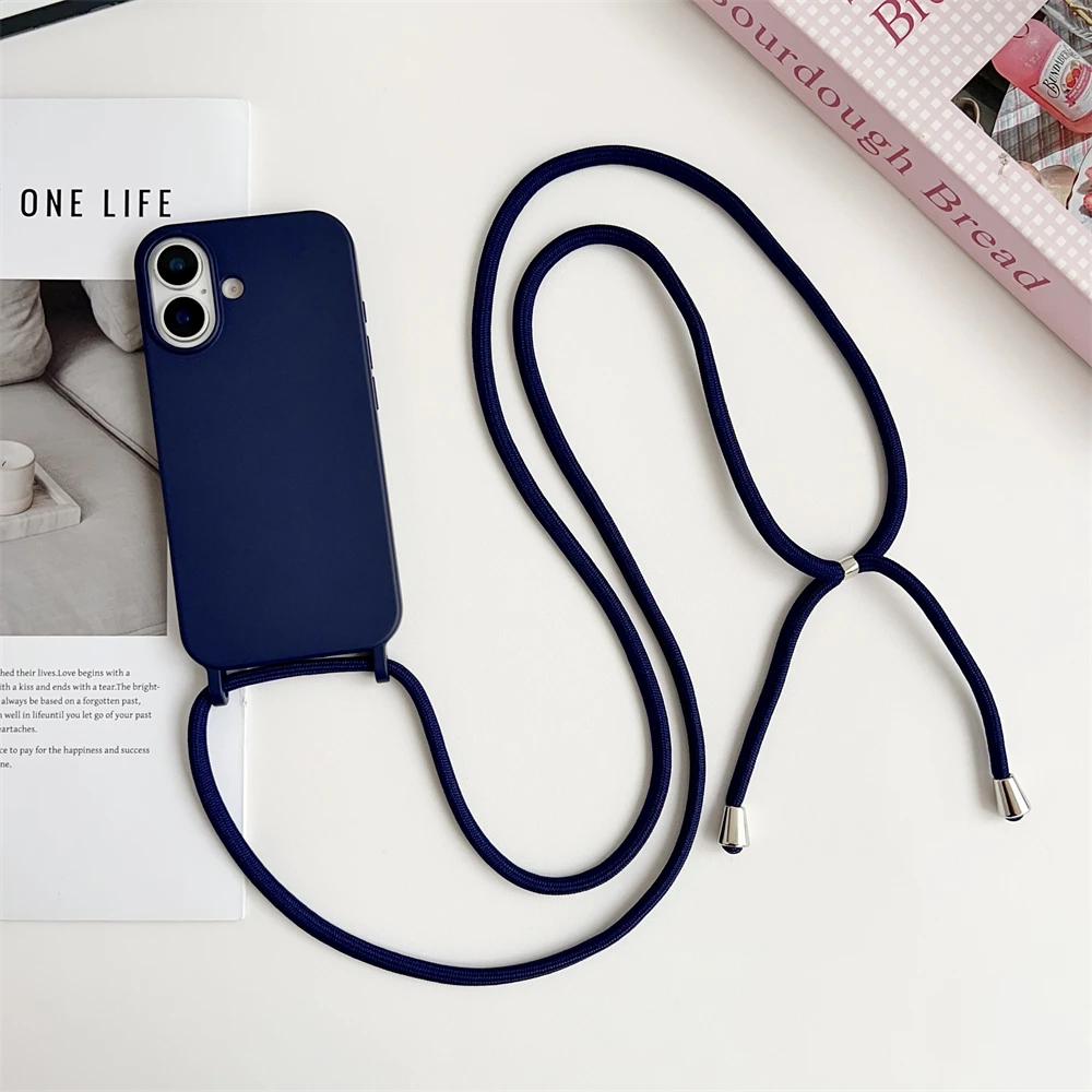 Crossbody Liquid Silicone Phone Case with Lanyard in Matte Candy Color