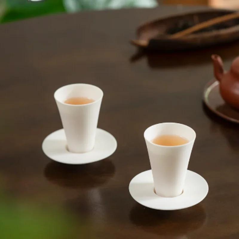High end tea ceremony, tea art, lamb fat jade porcelain, new single cup set, master cup, fragrance, Chinese set, kitchen