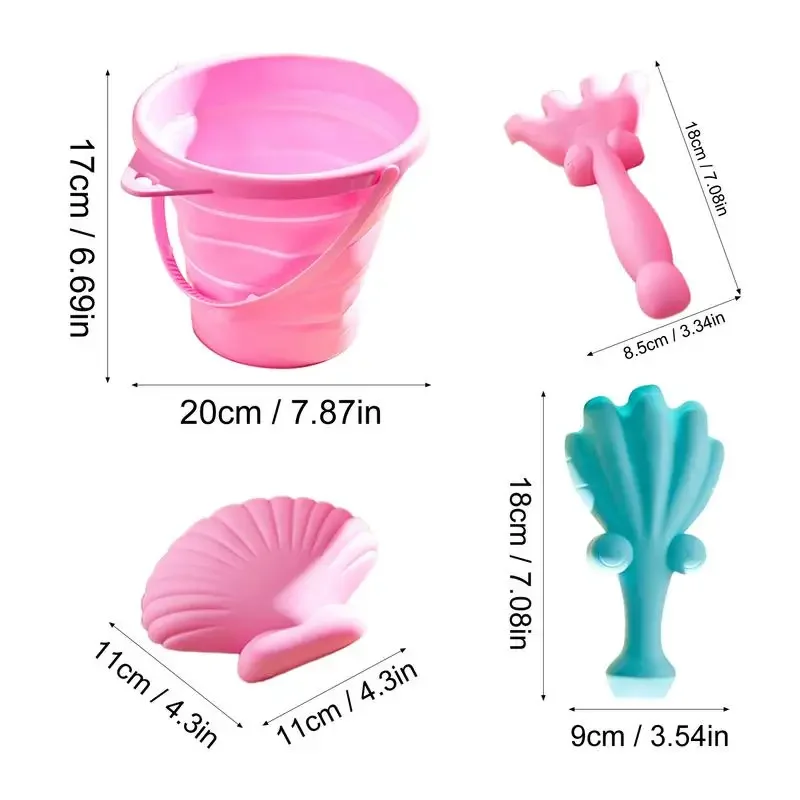 Foldable Beach Bucket Children's Foldable Bucket Play Sand Toys Bright Colors Silicone Beach Toys For Lake Backyard Beach Garden 6