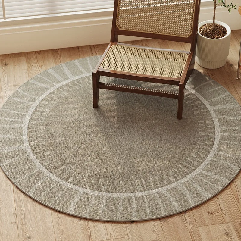 Round Bedroom Rug Light Luxury Study Coffee Table Floor Mat Retro Brown Living Room Carpet for Leisure Area Cloakroom Ковер 러그 - Image 4