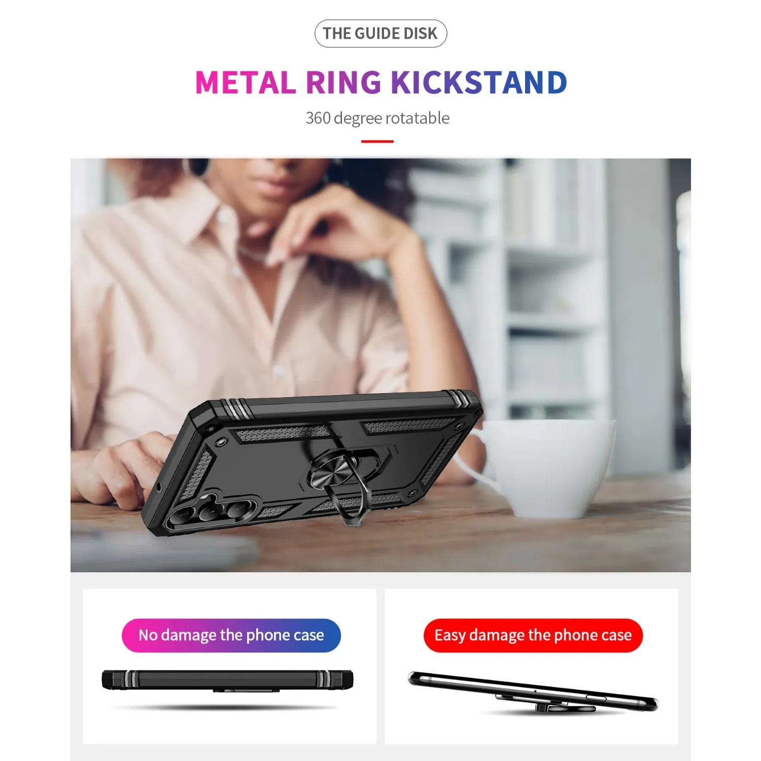 Durable Shockproof Magnetic Ring Stand Holder Case - Universal Fit