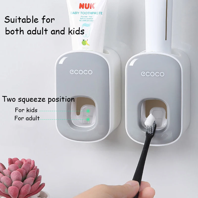 Toothpaste Dispenser Ecoco Automatic No Nail Bathroom Toothpaste Squeezer Punch Free Wall Mounted Accessories