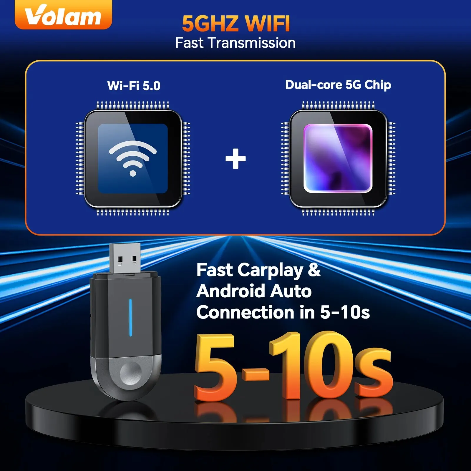 TOGUARD 2 in 1 무선 카플레이 어댑터 및 안드로이드 자동 무선 어댑터, 5Ghz 와이파이 C타입, USB 플러그 앤 플레이 무선 어댑터