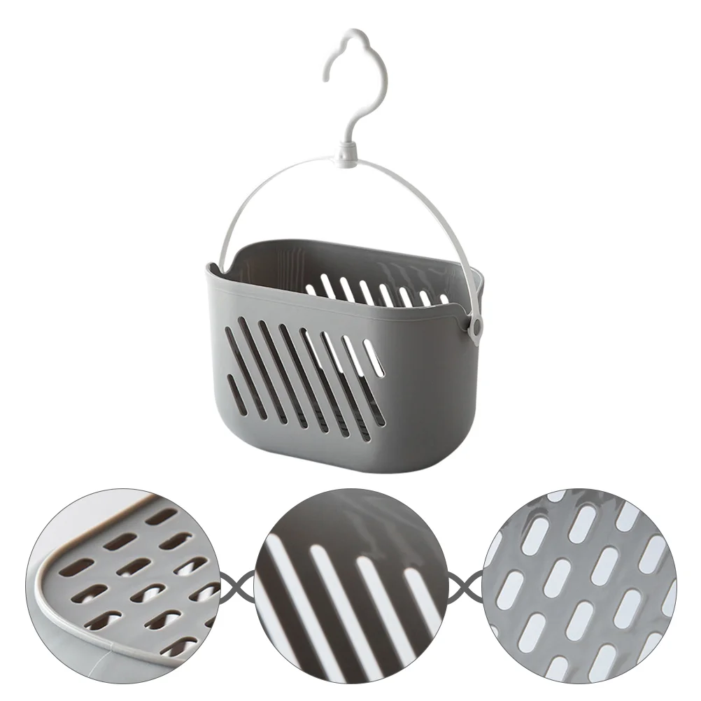 

Shower Basket Plastic Shelf Bathroom Storage Bin Towels Organizer Shampoo Loofahs Razors Sundries Grey