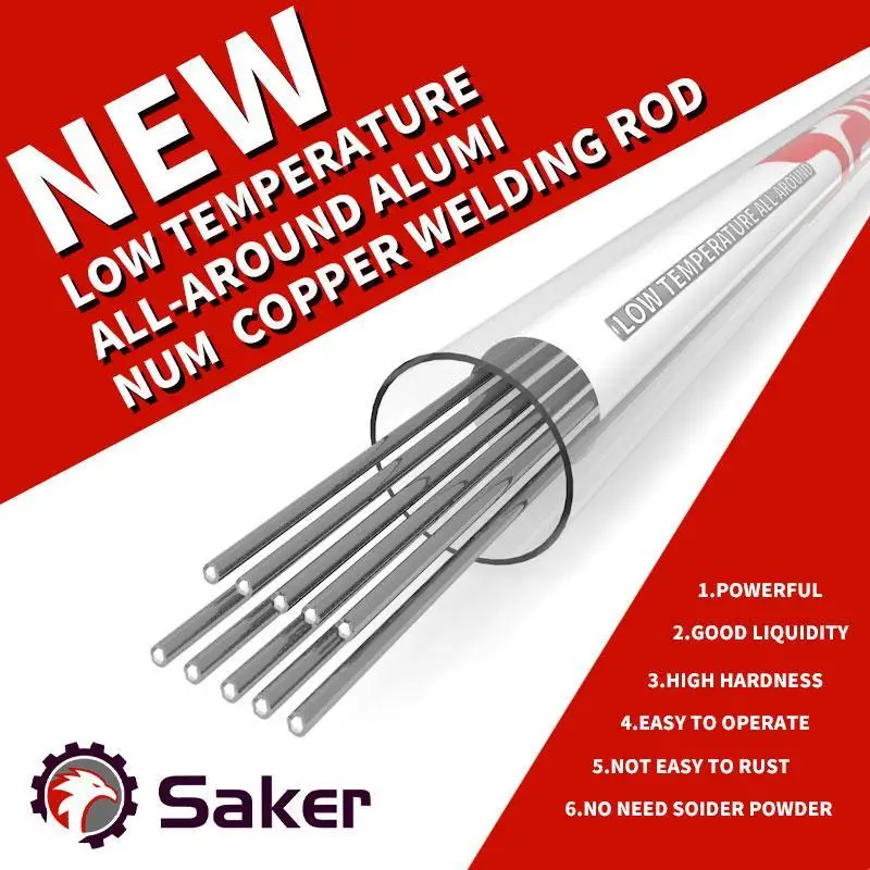 Saker Flux-Cored Welding Rods Aluminum Weld Wire Easy Melt Welding Rods For Aluminum Welding No Need Powder 10Pcs