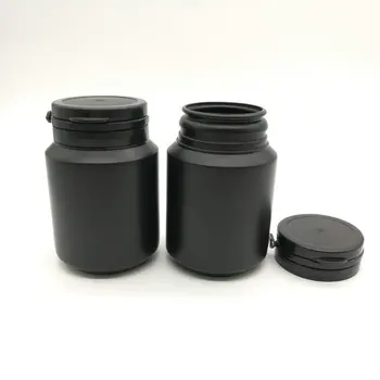 50 pz 100 ml 100cc HDPE Nero Plastc Capsule Solide Bottiglia Vuota Bottiglie Gommose Riutilizzabili con anello a strappo tappo 1