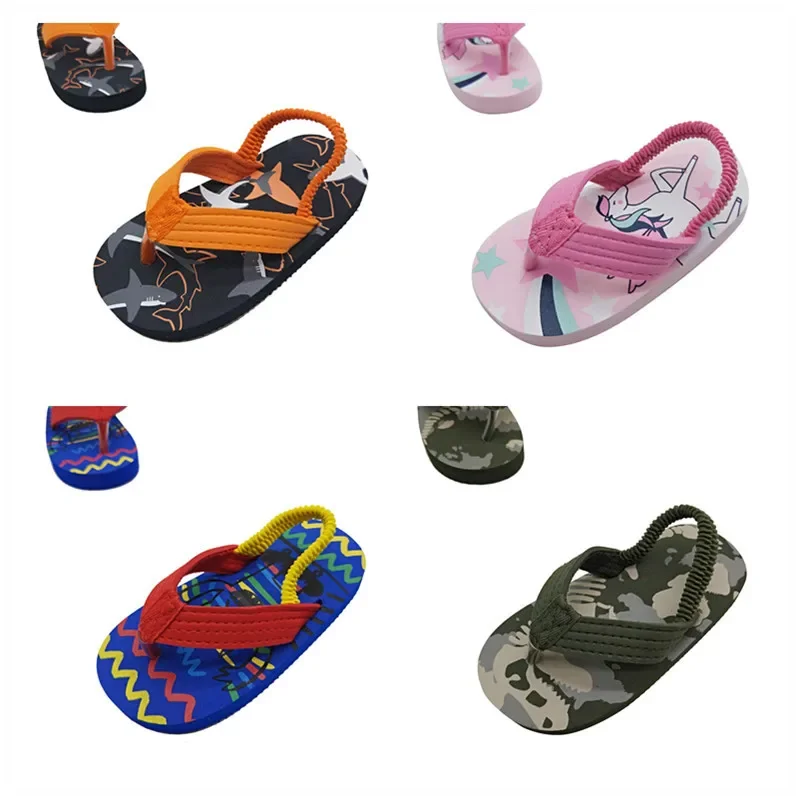 Summer Kids Slippers Cartoon Printing Flip-flops Boys Girls Outdoor Toddler Beach Clip-on Drag Sandals beach shoes children sandals baby shoes kids shoes kids sandals