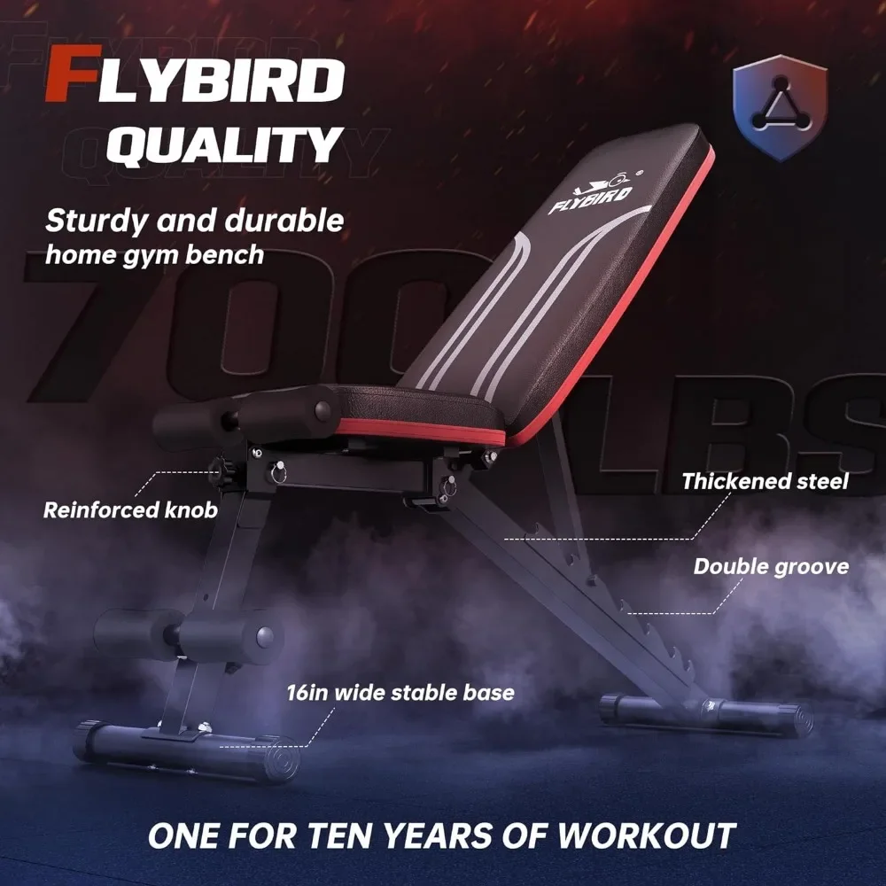 FLYBIRD Adjustable Weight Bench Workout Bench for Home Gym, 15 Degree  Decline Sit-Up, Sturdy Durable Folding Weight - AliExpress