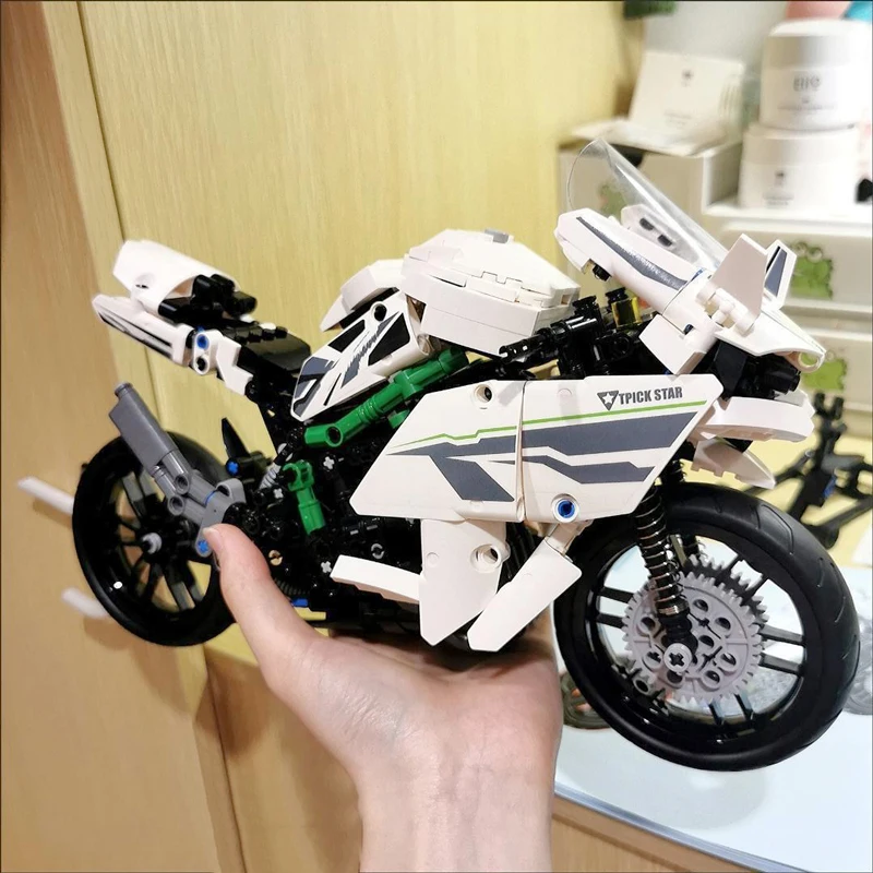 子供のための忍者モーターサイクルビルディングブロック,テクニカルh2r,ニンジャ400,機関車,レーシングカー,部品のおもちゃ,男の子へのギフト