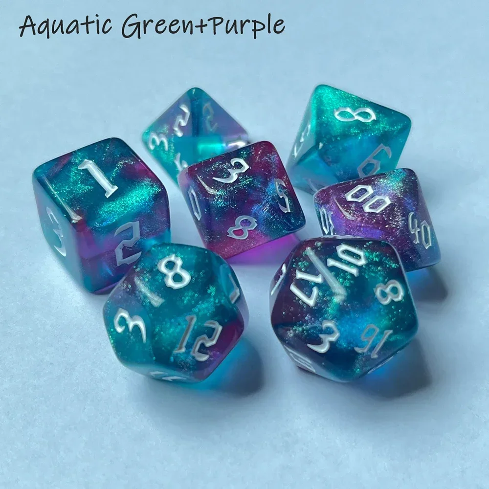 Acrylic dice,game dice,dice set Multicolour Dice 7Pcs/Set Color Polyhedral RPG DND Role Playing Dragons Board Game Multiple Dice with Bags