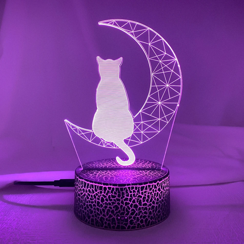 

Newest 3D Acrylic Led Night Light Moon Cat Figure Nightlight for Kid Child Bedroom Sleep Lights Gift for Home Decor Table Lamps