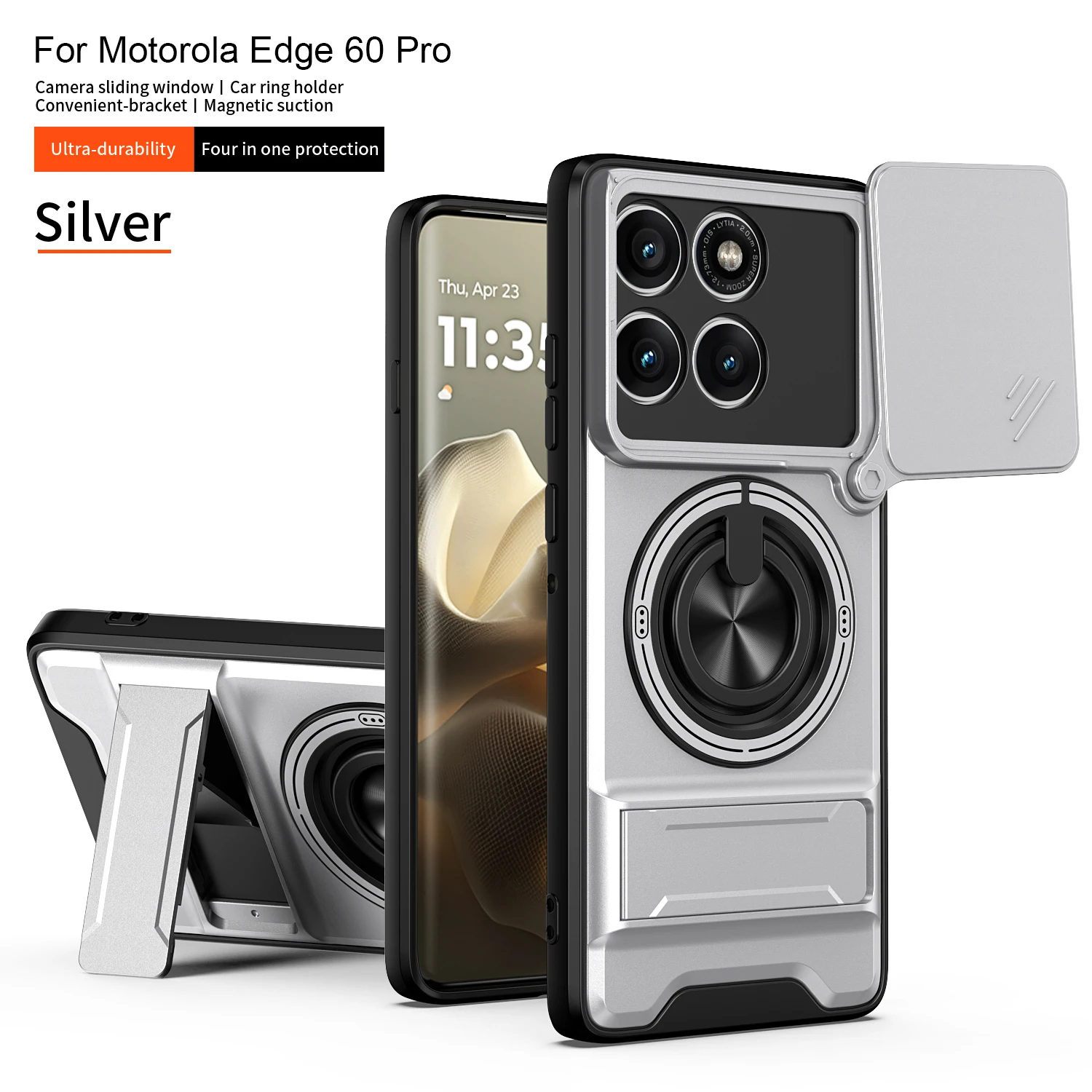 Military Armor Magnetic Fold Holder Case with Camera Protection