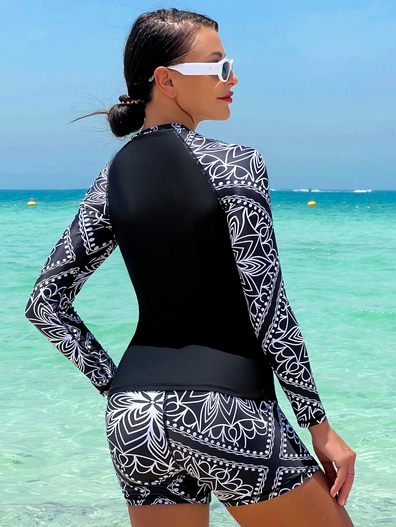 2024 Muslim Swimwear for Hijabis Bikini Set for Women Long Sleeve Floral Print Conservative Beachwear Borkini Femme Musulmane