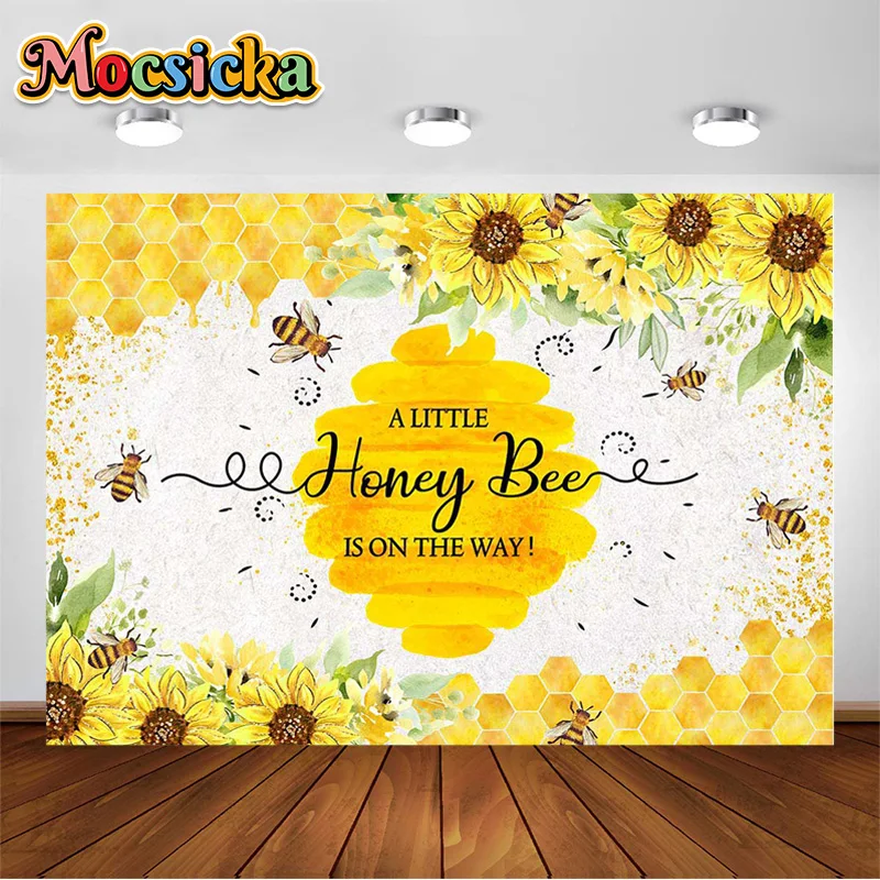 

Baby Shower Backdrops A Honey Bee Is On The Way Beehive Sunflower Photography Background Children Photo Backdrops Photocall