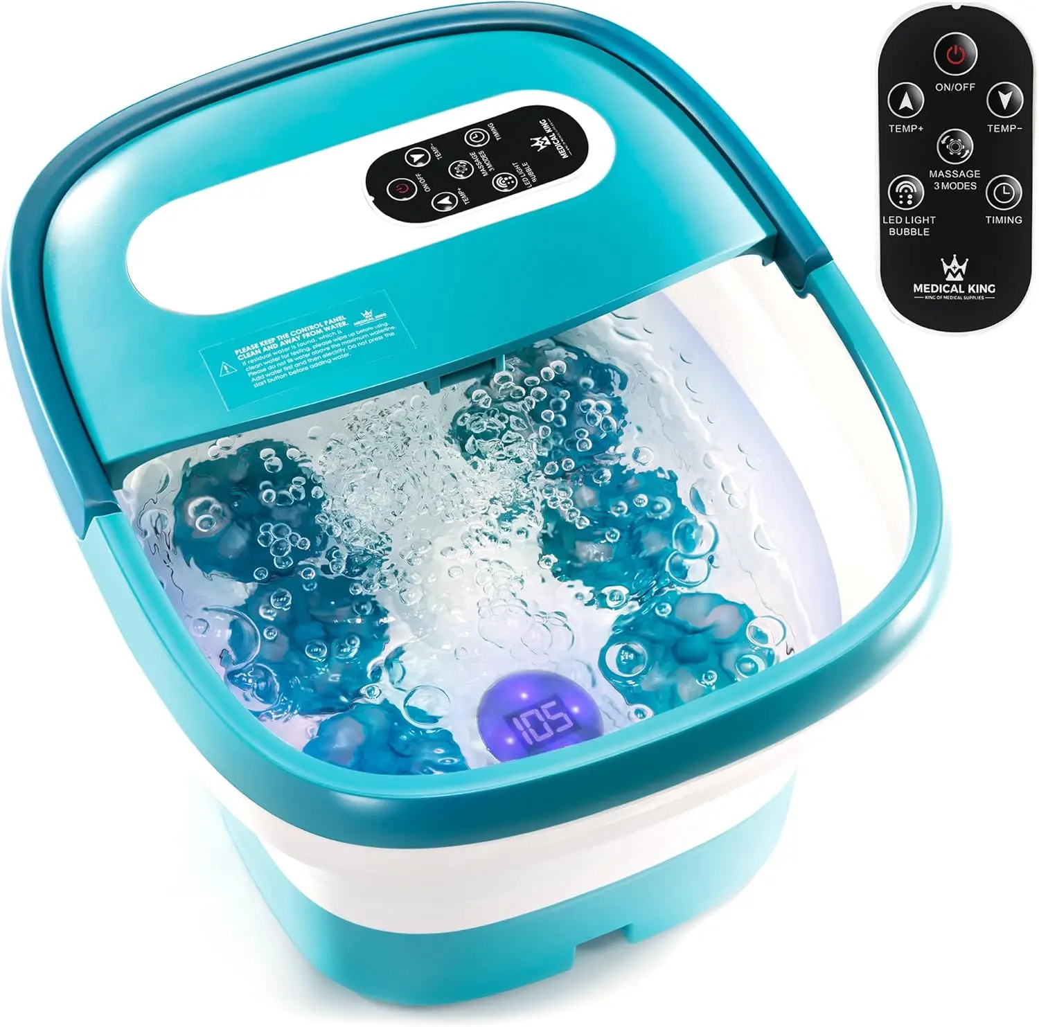 Electric Foot Spa with Heat, Massage, and Remote Control - Includes Pumice Stone and Shiatsu Balls for Relaxation