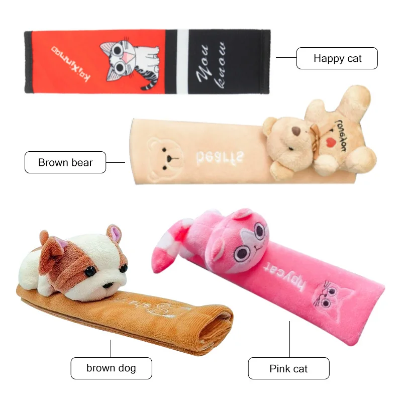 Cute Cartoon Car Seatbelt Cover Seat Belt Harness Cushion Shoulder Strap Protector Pad for Children/ Kids Toy animal Ornaments seat belt covers