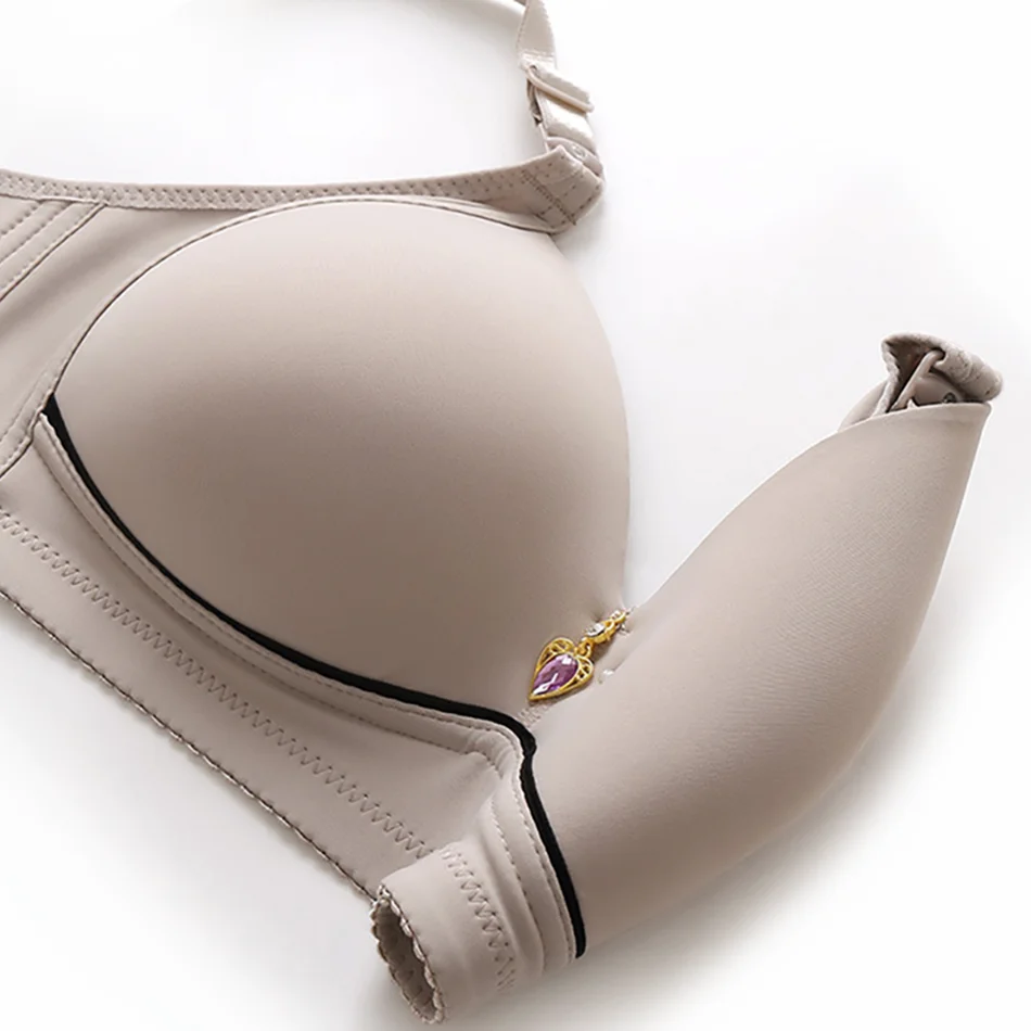 Women Plus Size Comfort Bra Wire-Free Seamless Non-Magnetic Thin Cup Solid Color Breathable Everyday Wear Bras 4
