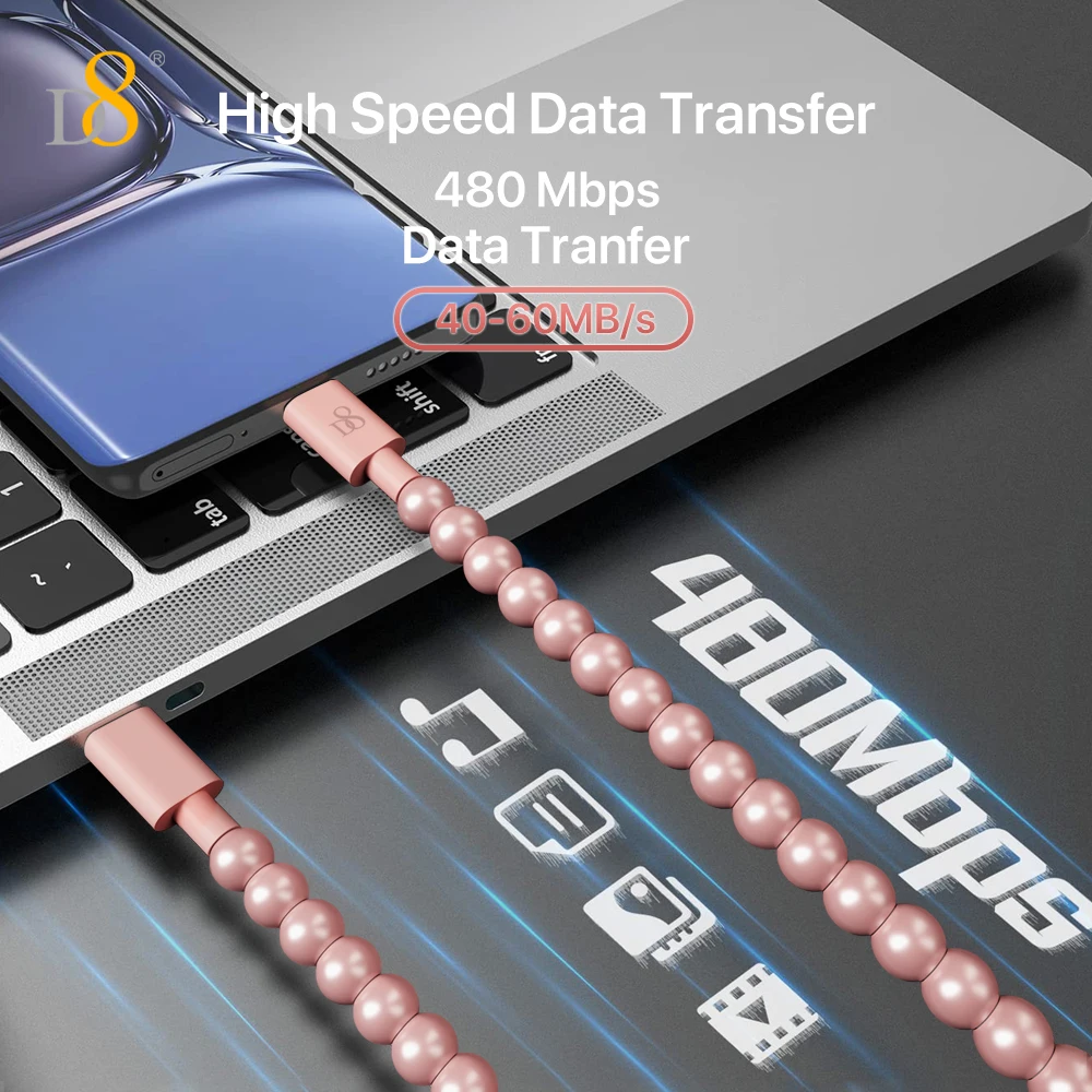 D8 60W USB C - USB C 충전기 케이블 USB 2.0 유형 C 고속 충전 케이블, iPhone 15 / 15Pro / 15Plus / 15Pro와 호환 가능