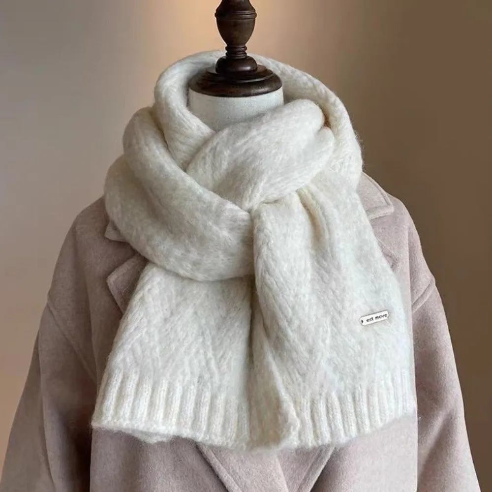 Korean Style Thick Knit Scarf Warm Soft Muffler Imitation Cashmere Scarf Warm Muffler Cold Weather