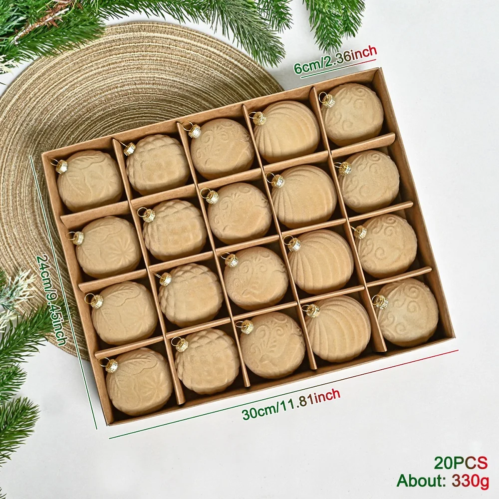 thumbnail image 1 of 20 bolas navideñas de terciopelo para decorar árboles de Navidad, bolas colgantes para fiestas, adornos para árboles de Navidad 2025, 1 of 5