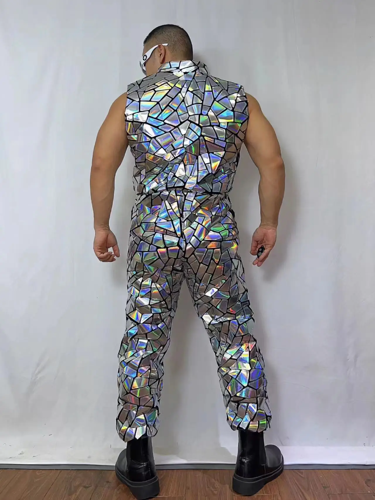 Gestreepte korte jumpsuit met ronde hals - WIT - Kiabi - 14.00