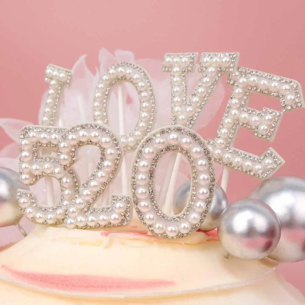 

Elrgant Pearl Cupcake Topper Cake Topper Love Baby Mum 520 Birthday Mother's Day Cake Decorations Party Festival Cake DIY Crafts