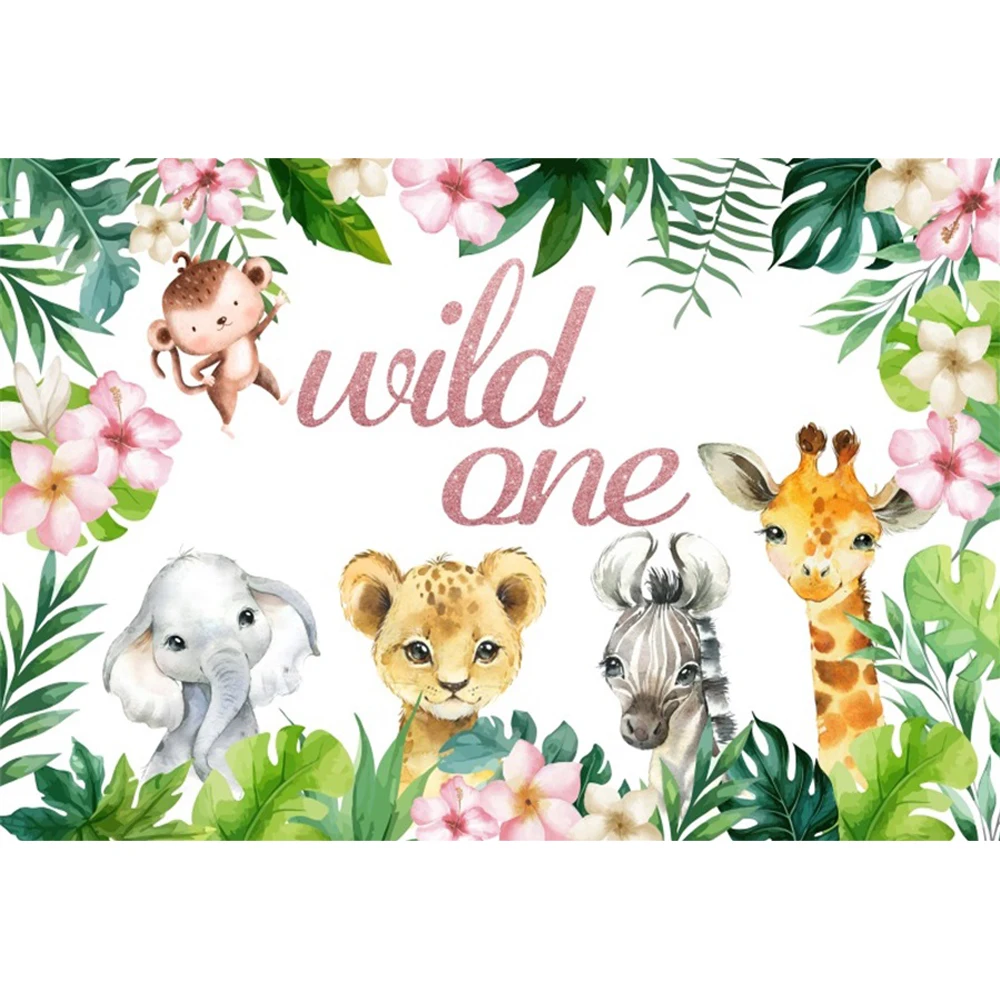 Jungle Safari Wild One 1st Birthday Backdrop Photography Boy Girl Baby Shower Party Background Kids Photo Photographic Photocall